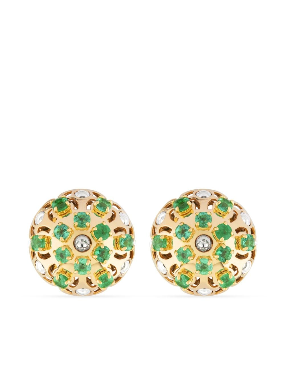 Officina Bernardi 18kt yellow gold Damasco emerald earrings von Officina Bernardi