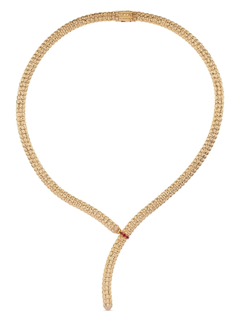 Officina Bernardi 18kt yellow gold Enigma Y ruby and diamond necklace von Officina Bernardi