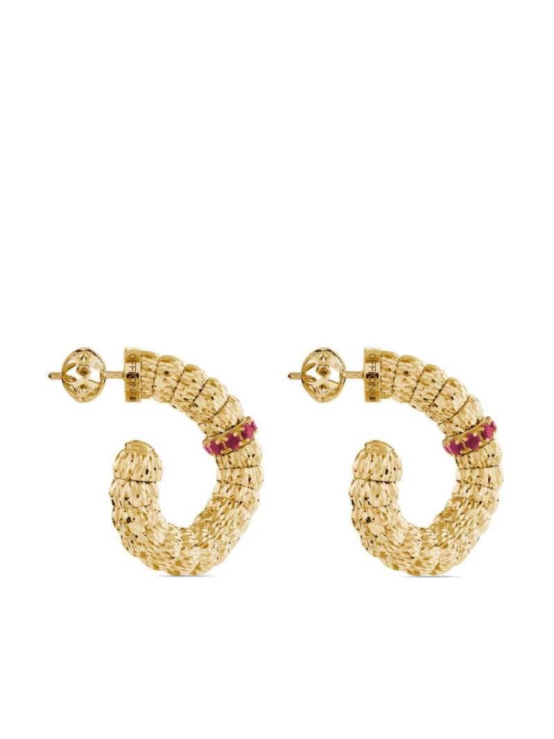 Officina Bernardi 18kt yellow gold Enigma ruby hoop earrings von Officina Bernardi