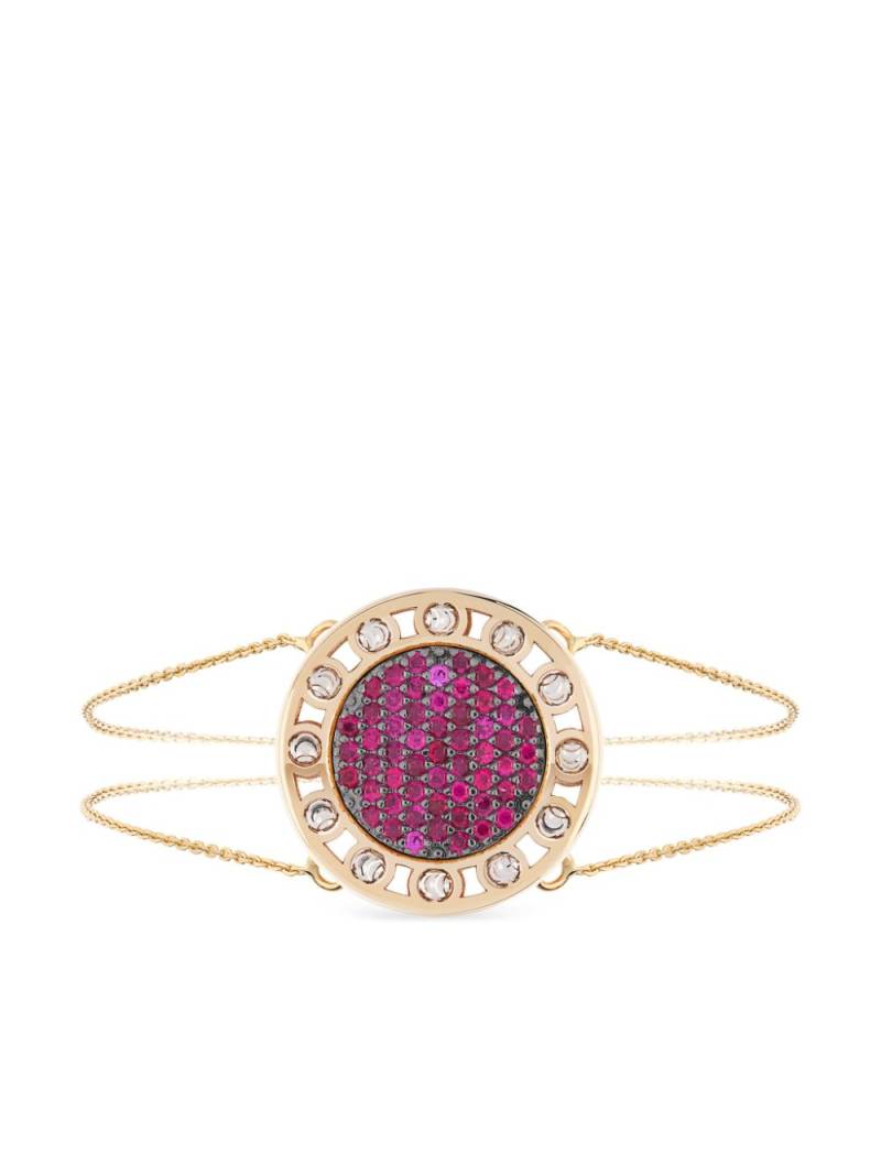 Officina Bernardi 18kt yellow gold large SenzaTempo ruby and diamond bracelet von Officina Bernardi