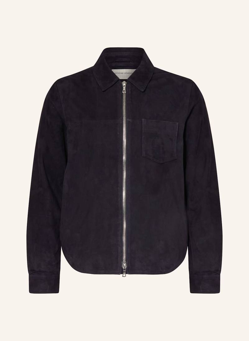 Officine Générale Lederjacke Sid blau von Officine Générale