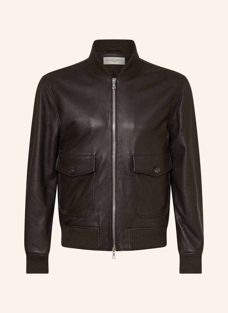 Officine Générale Lederjacke Carlo braun von Officine Générale
