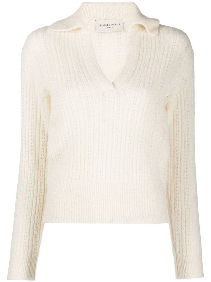 Officine Generale V-neck ribbed jumper - Neutrals von Officine Generale