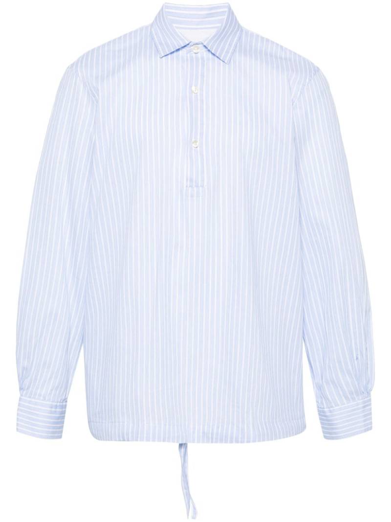 Officine Generale drawstring-hem striped shirt - Blue von Officine Generale