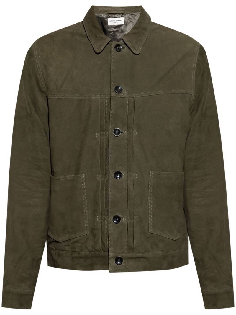 Officine Generale suede shirt jacket - Green von Officine Generale