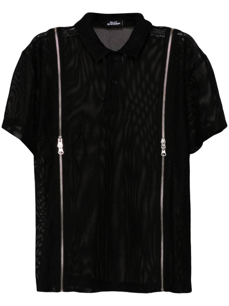 Olly Shinder double-zip mesh polo shirt - Black von Olly Shinder