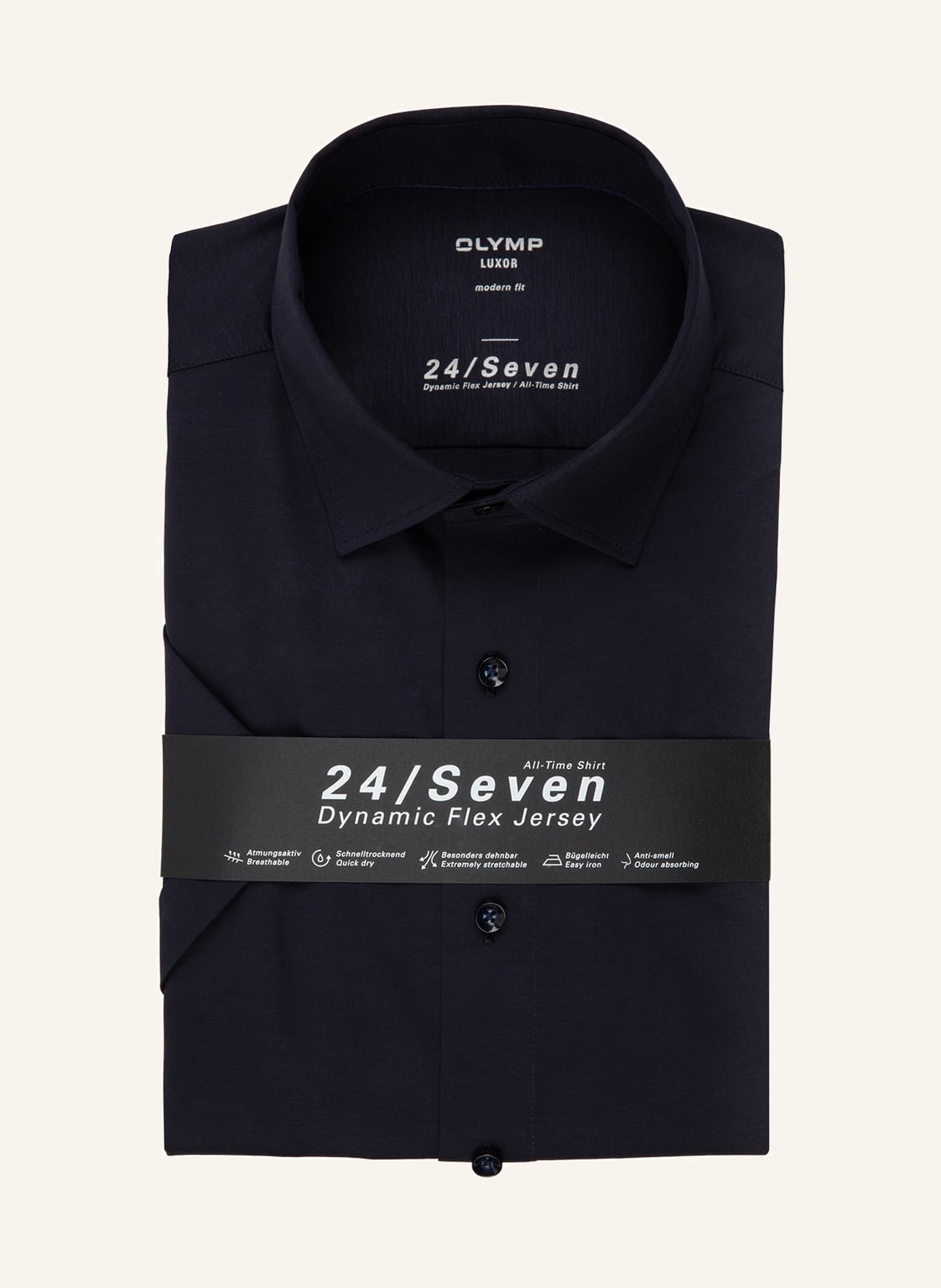 Olymp Kurzarm-Hemd Luxor 24/Seven Modern Fit blau von Olymp
