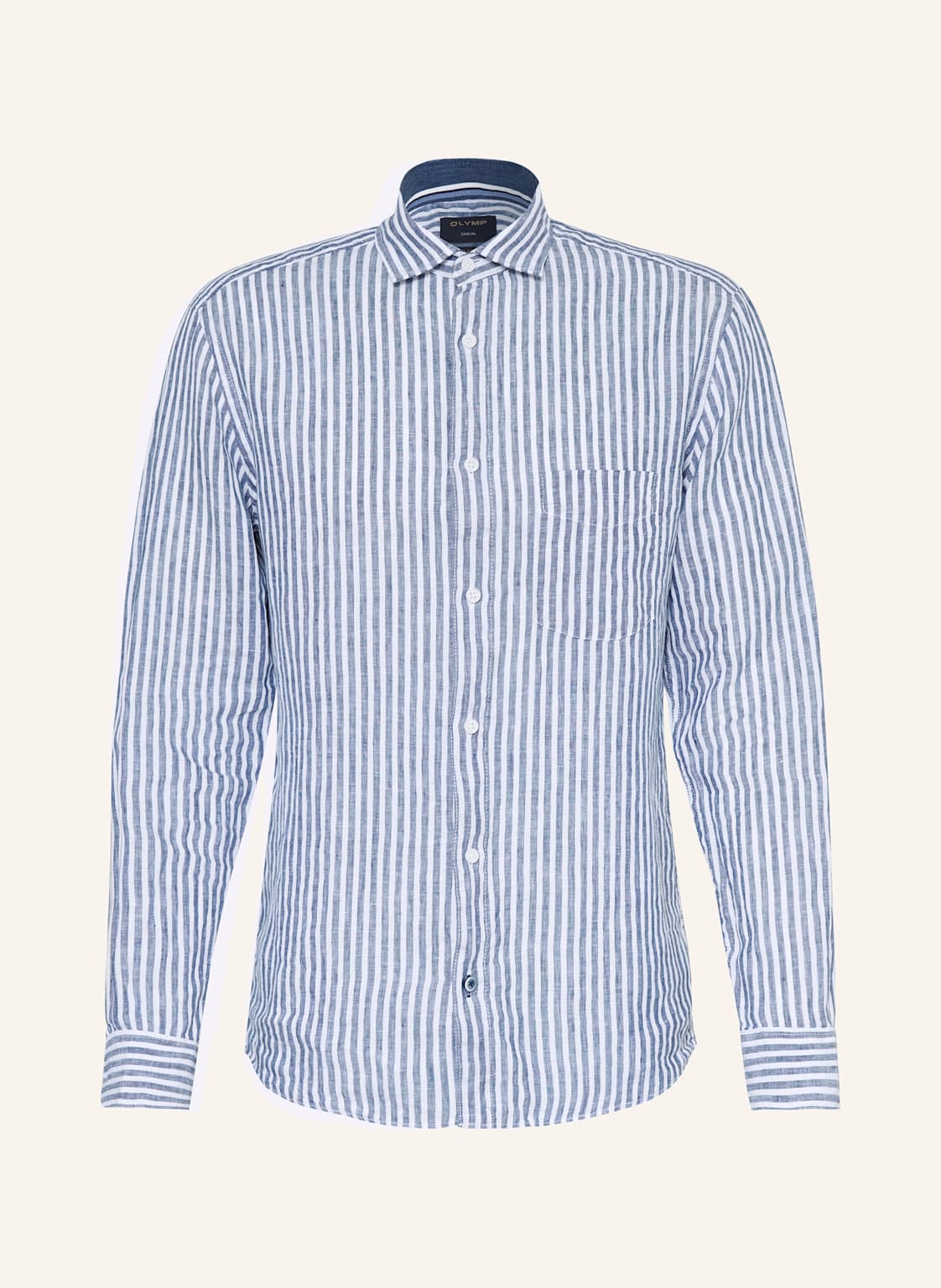 Olymp Leinenhemd Casual Regular Fit blau von Olymp