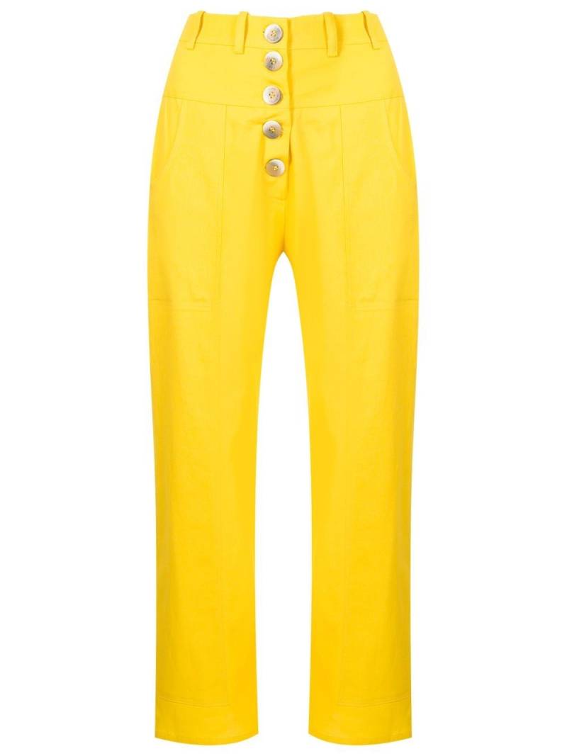 Olympiah cropped button-front trousers - Yellow von Olympiah