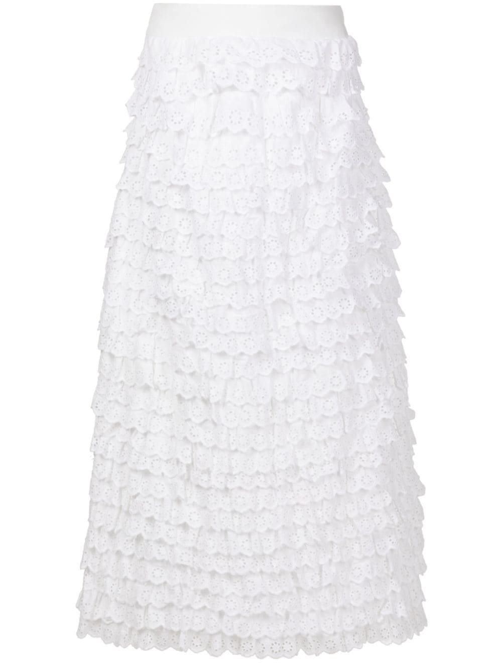 Olympiah high-waisted ruffled cotton skirt - White von Olympiah