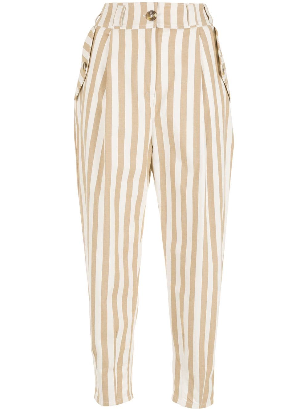 Olympiah stripe-print straight trousers - Neutrals von Olympiah