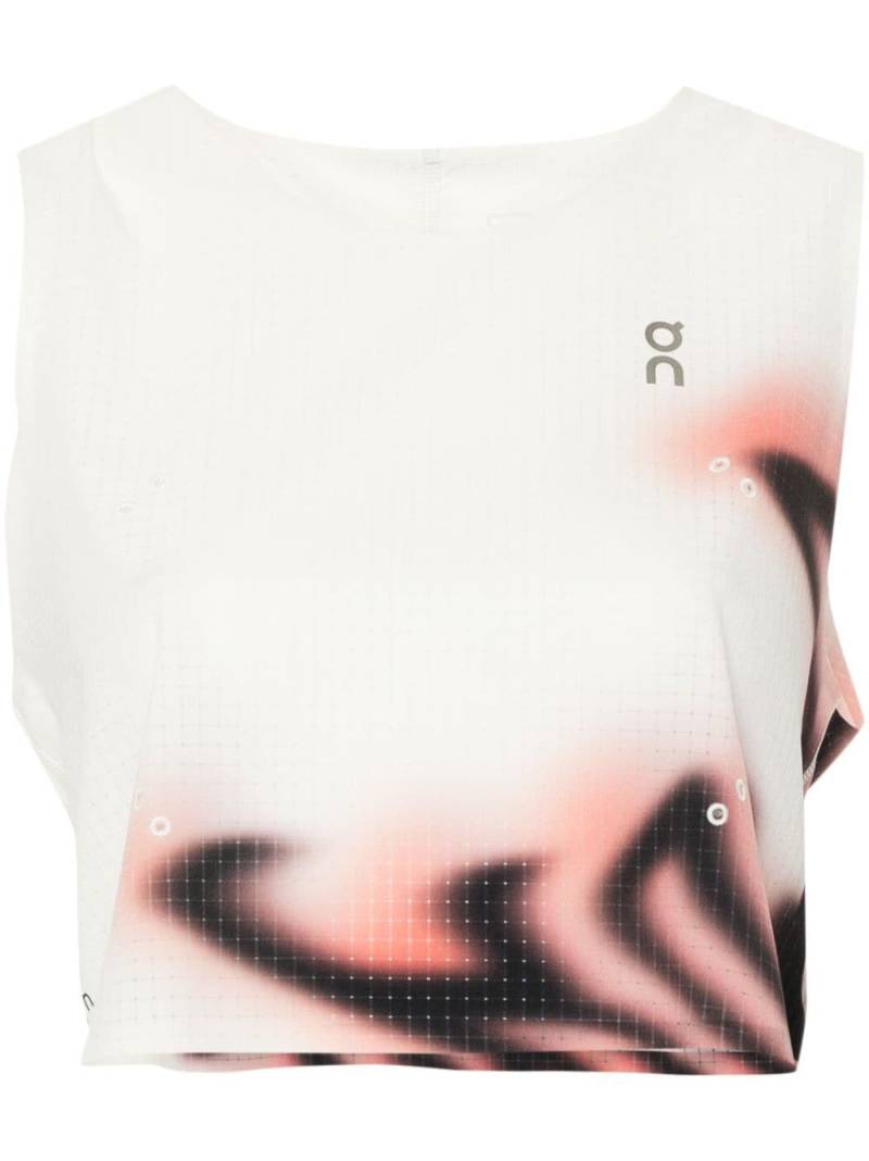 On Running windowpane-print sleeveless performance top - White von On Running