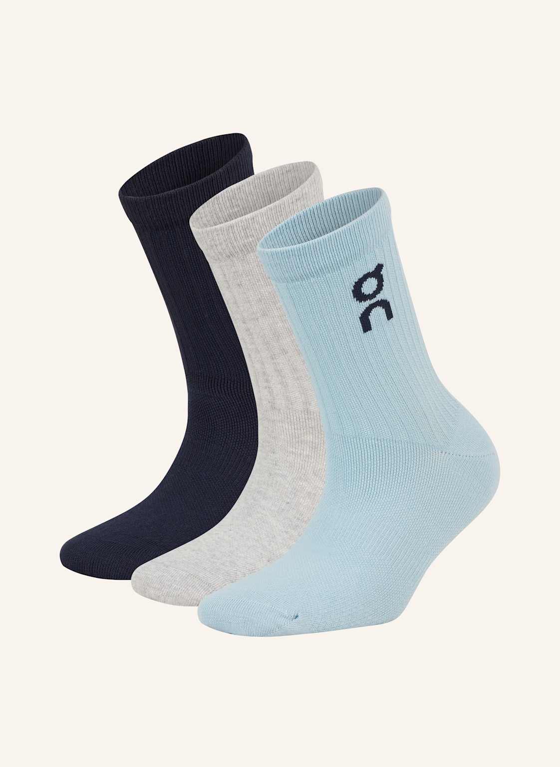 On 3er-Pack Sportsocken Logo Sock High grau von On