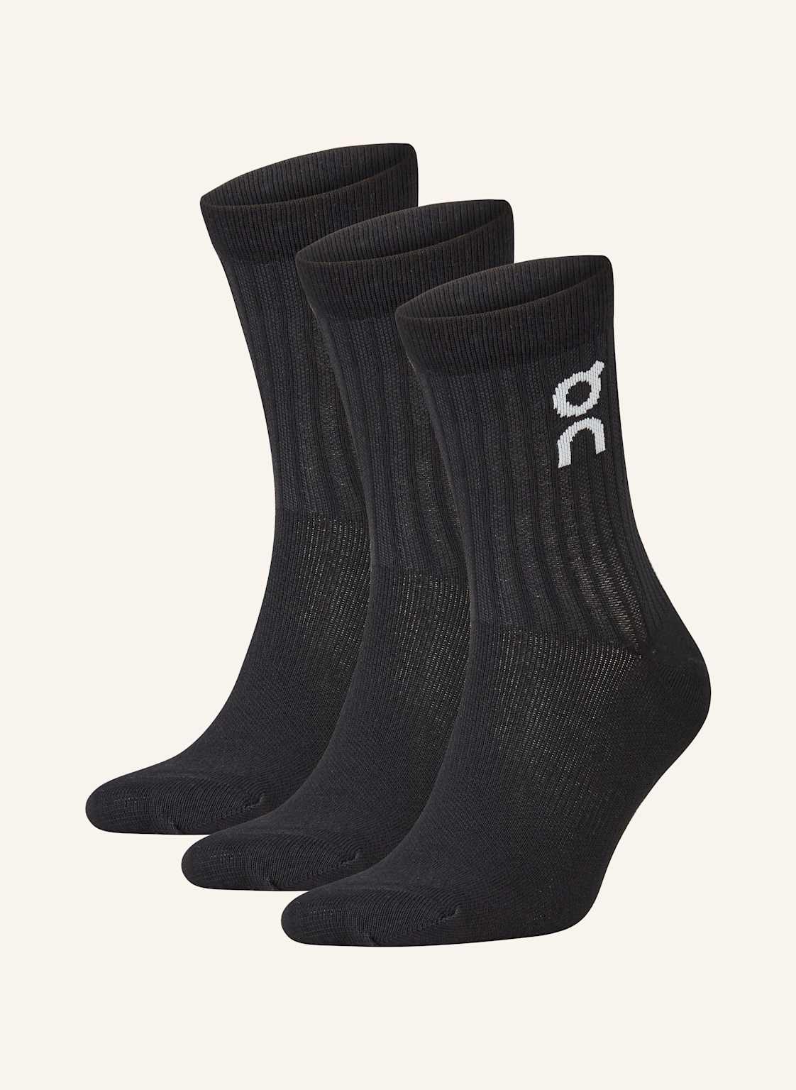 On 3er-Pack Sportsocken Logo Sock High schwarz von On