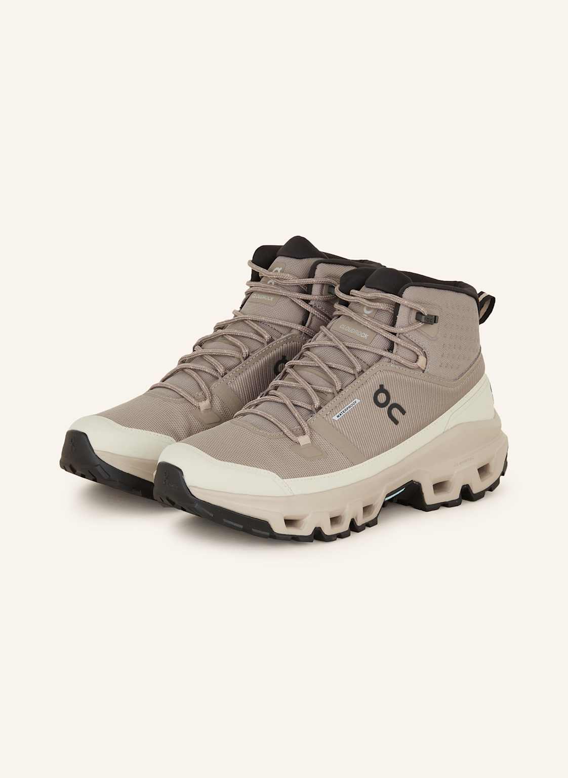 On Wanderschuhe Cloudrock Mid Wp beige von On