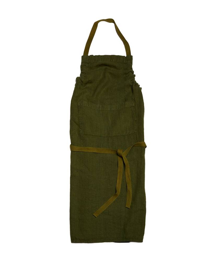 Once Milano front-pouch linen apron - Green von Once Milano