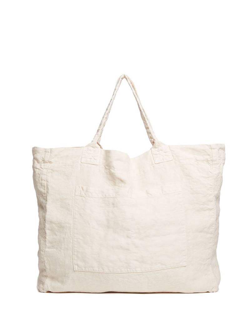 Once Milano linen weekend tote bag - Neutrals von Once Milano