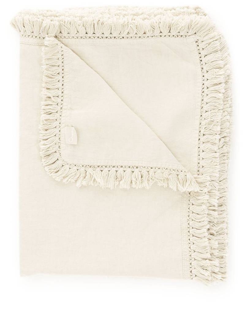 Once Milano rectangular fringed linen tablecloth - Neutrals von Once Milano