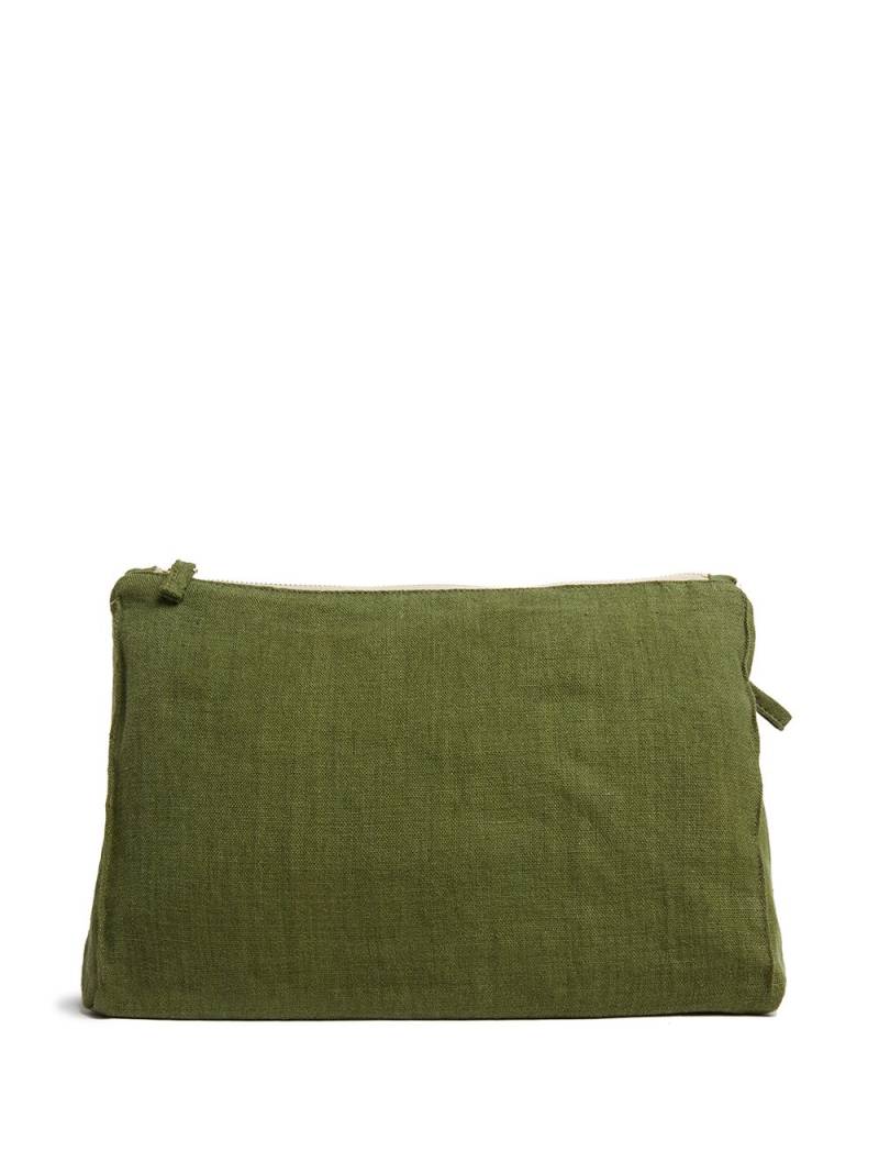 Once Milano zip-up linen pouch - Green von Once Milano