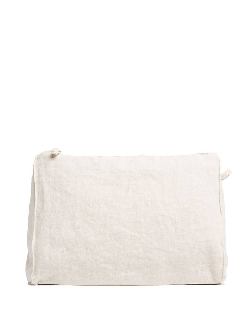 Once Milano zip-up linen wash bag - Neutrals von Once Milano