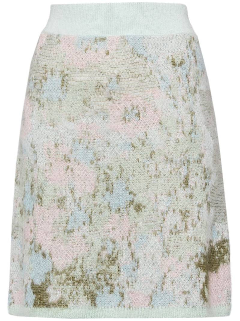 Onefifteen floral-intarsia knitted skirt - Blue von Onefifteen