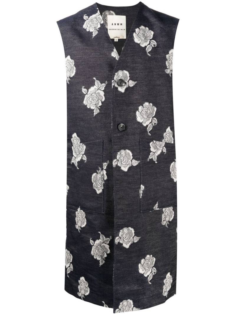 Onefifteen x ANOWHEREMAN patterned jacquard waistcoat - Blue von Onefifteen