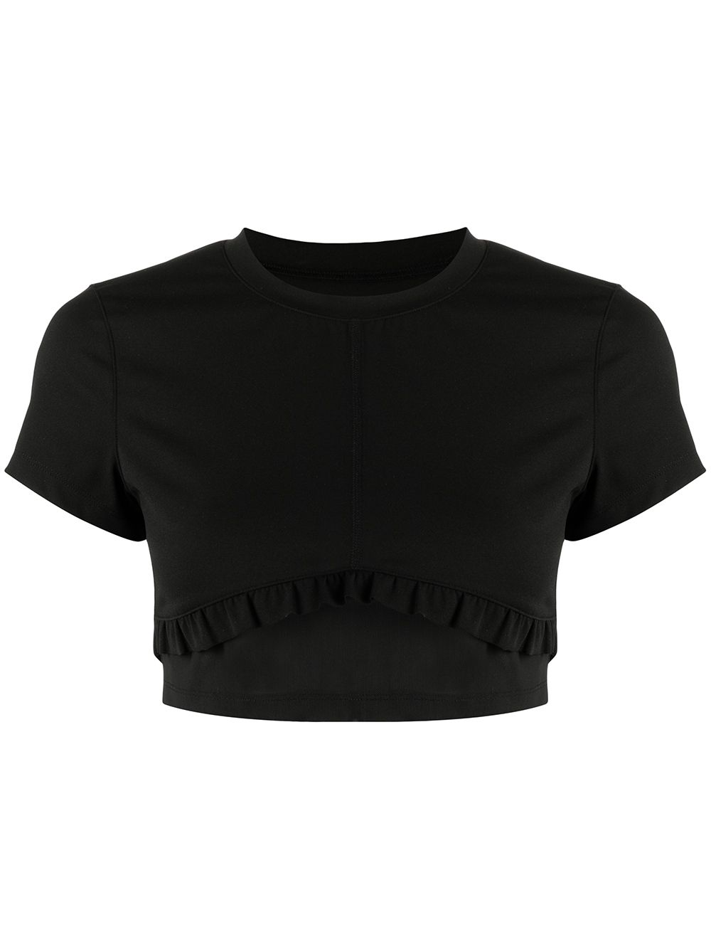 Onefifteen x BEYOND the RADAR cropped ruffle-trim T-shirt - Black von Onefifteen