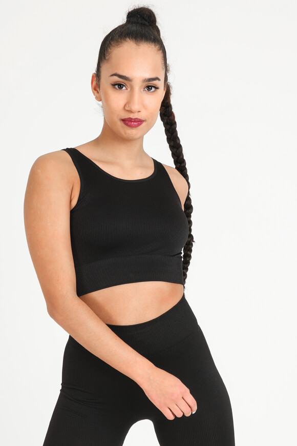 Only Play Geripptes Crop Top | Schwarz | Damen  | M/L von Only Play