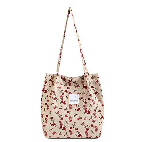 Bag Aesthetic - Umhängetasche, Cordtasche Schultertasche Stofftasche Shopper Henkeltasche Für Alltag, Büro, Klassenfahrt Und Shopping Damen Beige ONE SIZE von Only-bags.store