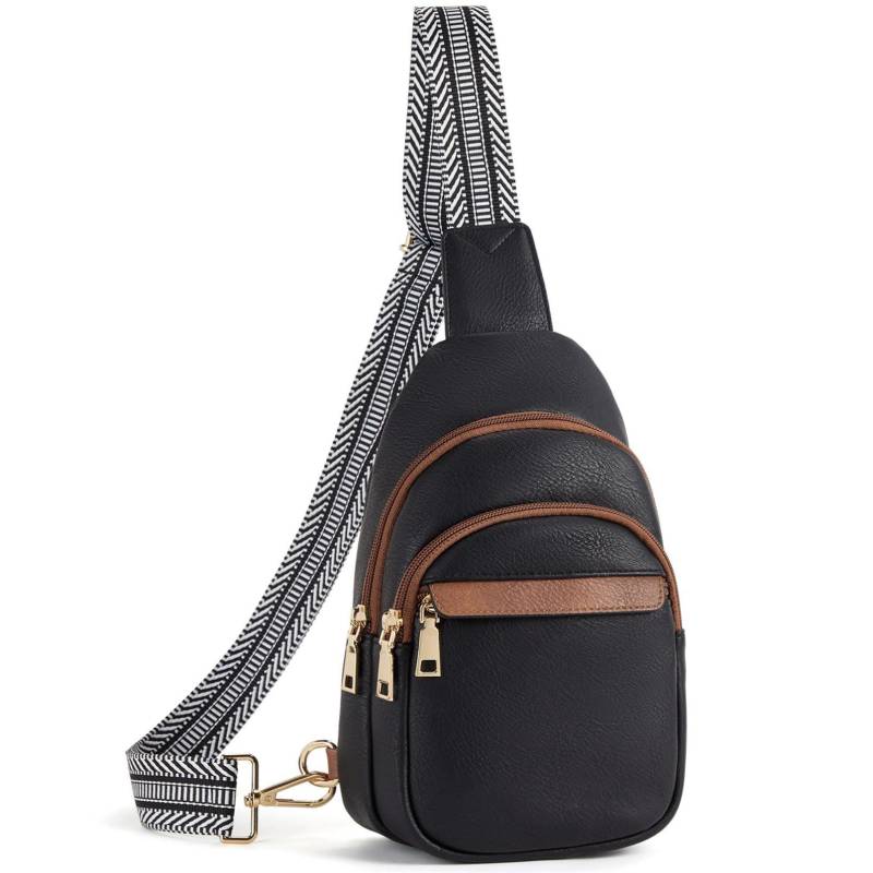 Brusttasche Schulterrucksack Sling Bags Kleine Umhängetasche Umhängetasche Pu-leder Gürteltasche Stilvoll Herren Schwarz von Only-bags.store