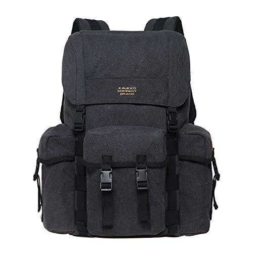 Canvas Retro Rucksack, Vintage Jagdrucksack Wanderrucksack Mit 14 Zoll Laptopfach Für Arbeit, Herren Schwarz ONE SIZE von Only-bags.store