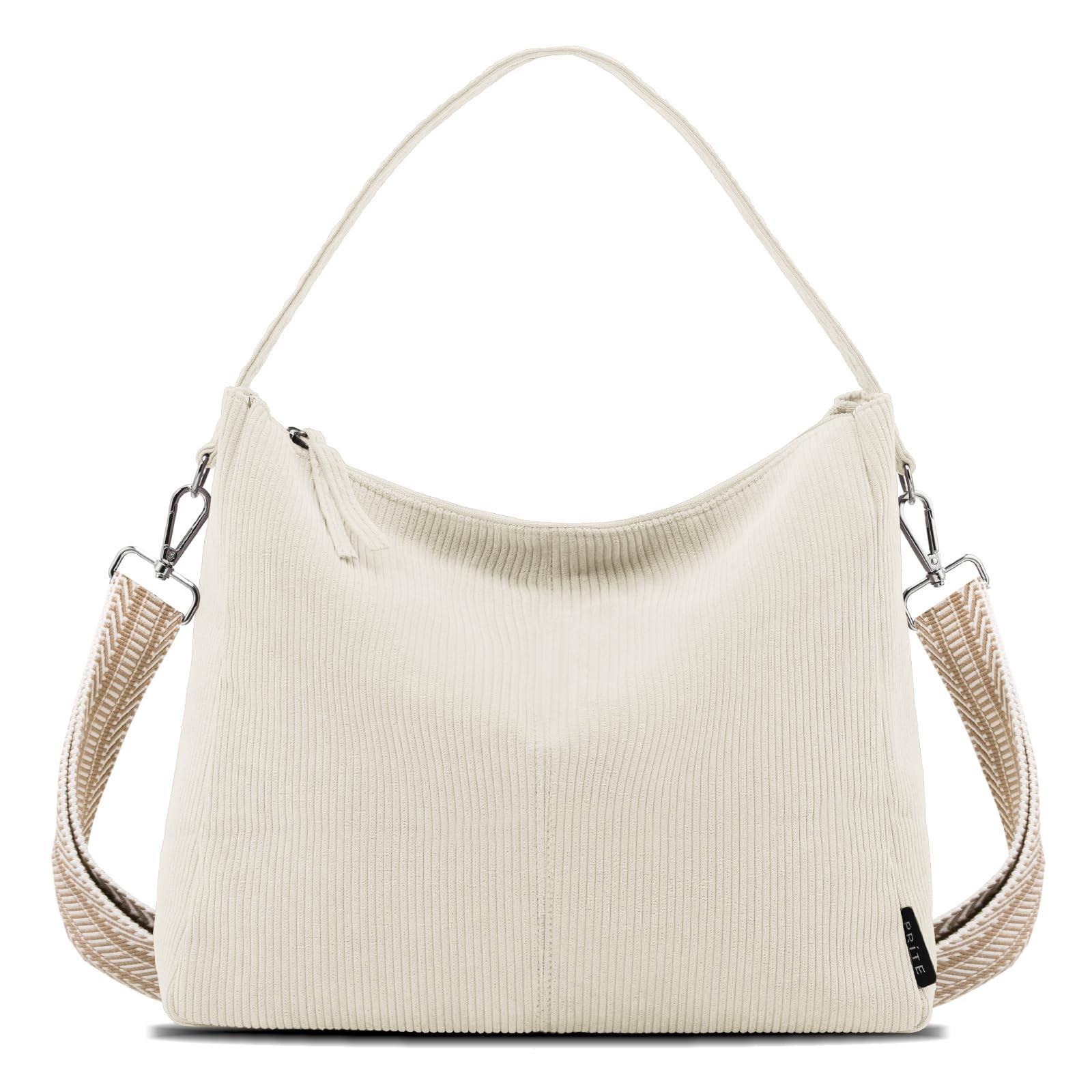 Cord Tasche Umhängetasche Mit Reißverschluss, Groß Shopper Tasche Tote Bag Handtasche Damen Beige ONE SIZE von Only-bags.store