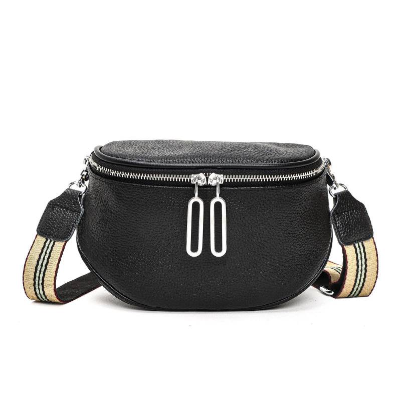 Crossbody Bag Breiter Riemen, Leder Umhängetasche, Fanny Pack Stylish, Handtasche Umhängetasche Mit Karabiner-schulterriemen Herren Schwarz von Only-bags.store