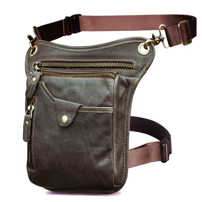 Echtes Leder Tasche Bein Tasche Äußeren Bein Tasche Reise Hüfte Tasche Wandern Klettern Oberschenkel Tasche Herren Braun von Only-bags.store