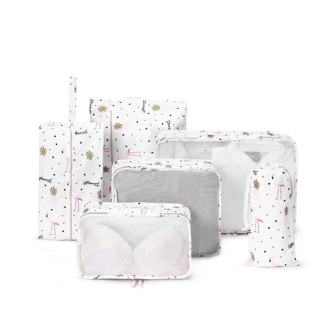 Kleidersack-set, 6-teilige Koffertasche, Ultraleichtes Koffer-organizer-set Für Reisen, Duffle, Handgepäck Und Rucksäcke Pink Unisex Offwhite ONE SIZE von Only-bags.store