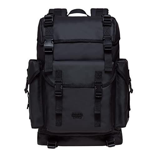 Leder Groß Rucksack, Vintage Wanderrucksack Mit 14 Zoll Laptopfach Für Arbeit, Ausflüge, Uni Herren Schwarz ONE SIZE von Only-bags.store