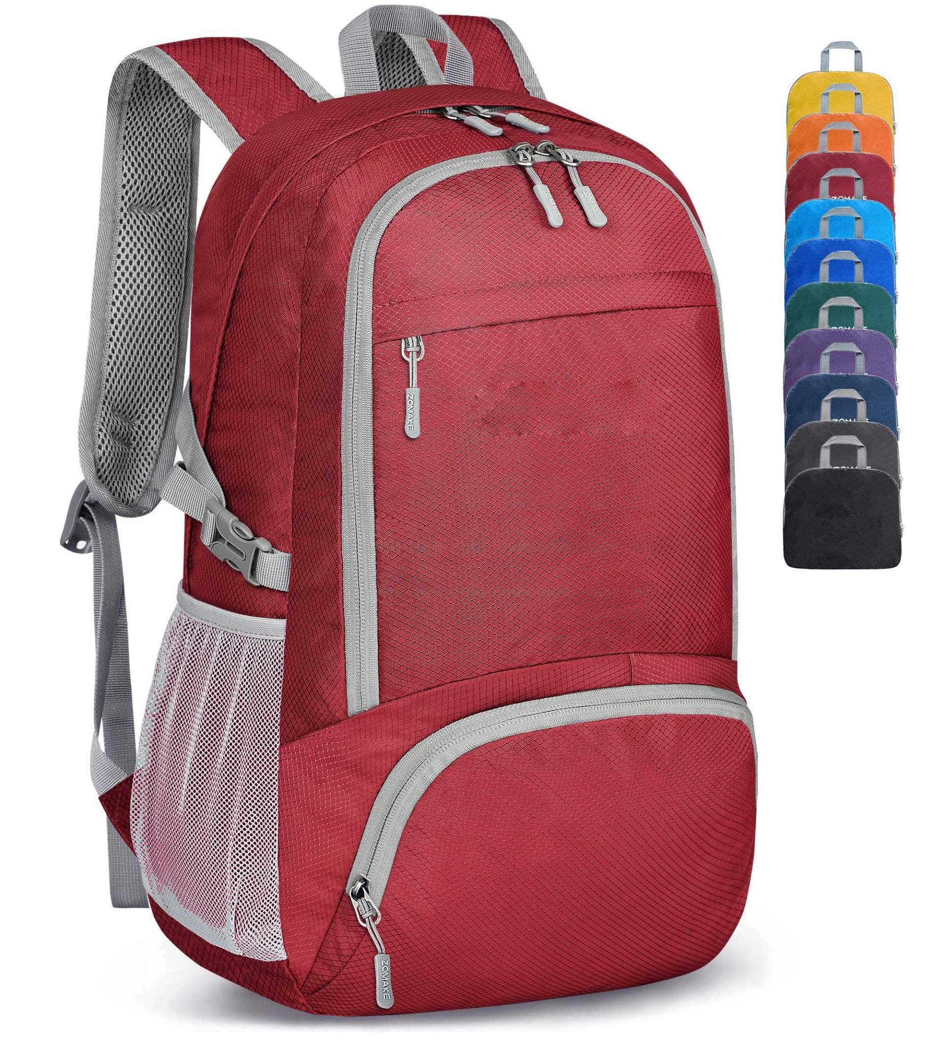 Leichter Faltbarer Rucksack - Packbare Rucksäcke, Kleine Faltbare Rucksäcke Wanderrucksack Wasserdicht Unisex Rot ONE SIZE von Only-bags.store