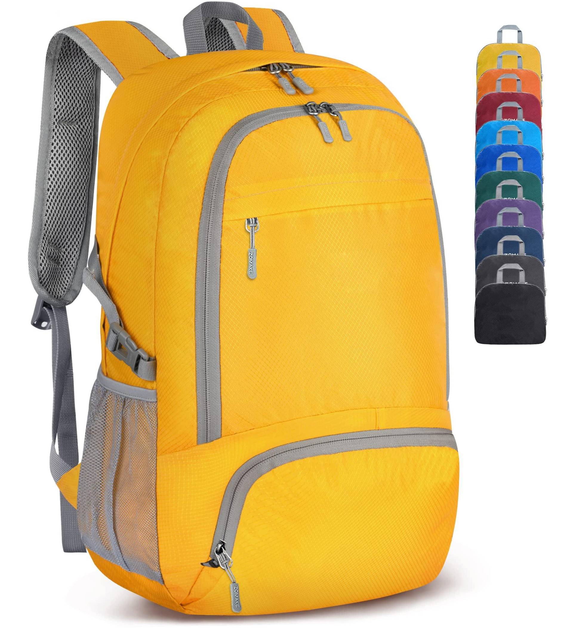 Leichter Faltbarer Rucksack-packbare Rucksäcke, Kleine Faltbare Rucksäcke Wanderrucksack Wasserdicht Unisex Gelb ONE SIZE von Only-bags.store