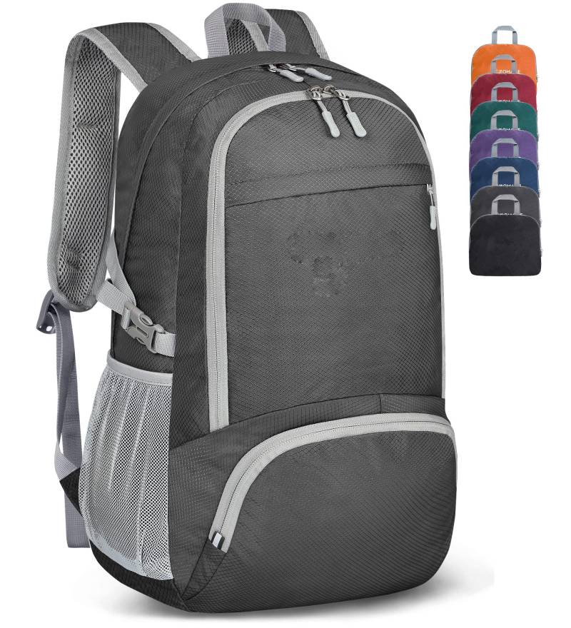 Leichter Faltbarer Rucksack-packbare Rucksäcke, Kleine Faltbare Rucksäcke Wanderrucksack Wasserdicht Unisex Grau ONE SIZE von Only-bags.store