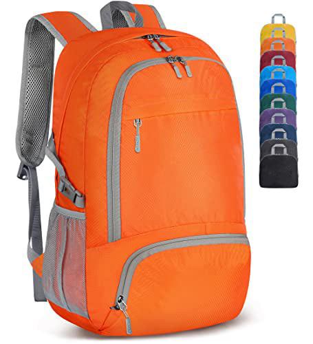 Leichter Faltbarer Rucksack-packbare Rucksäcke, Kleine Faltbare Rucksäcke Wanderrucksack Wasserdicht Unisex Orange ONE SIZE von Only-bags.store