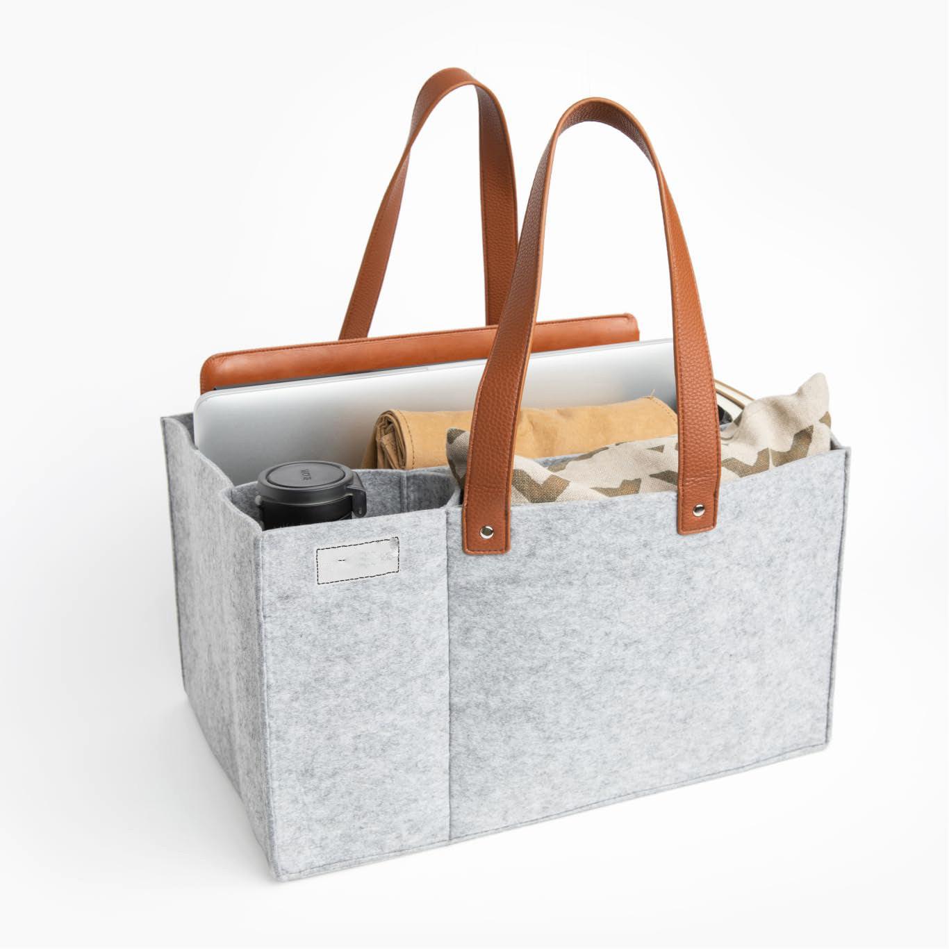 Organizer-tasche Für Lehrer, Home Office Und Arbeit, Schulbedarf, Schreibwaren Und Bastelmaterial - Offenes Design Aus Filz Mit Kunstledergriffen Damen Grau ONE SIZE von Only-bags.store