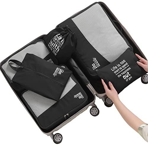 Packing Cubes 6er Set, Kleidersäcke, Kofferorganizer Für Urlaub Und Reise, Packwürfel, Würfel, Organisationssystem (anthrazit) Damen Schwarz ONE SIZE von Only-bags.store