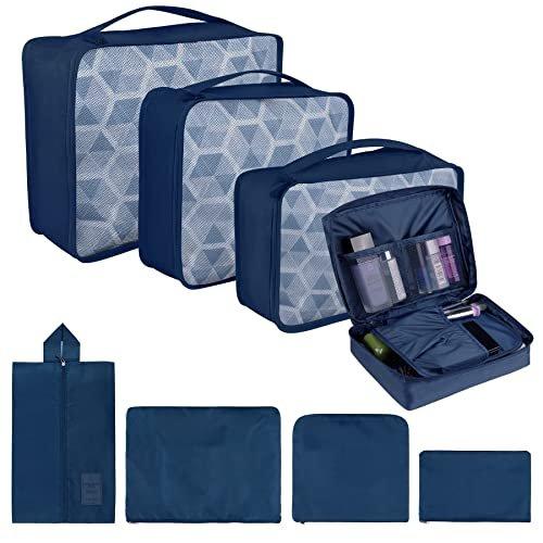 Packung Mit 8 Packwürfeln, Koffer-organisationswürfel, Mit Schuhbeutel, Wäschesack, Reiseorganisator, Kleidersack, Für Rucksack, Dunkelblau Unisex Blau ONE SIZE von Only-bags.store