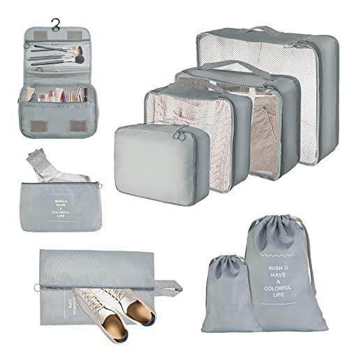 Reise Koffer Organizer Set 9-teilige Packing Cubes Unisex Grau ONE SIZE von Only-bags.store