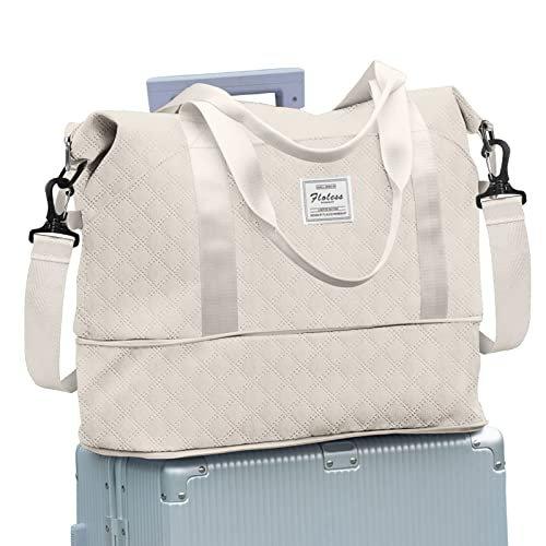 Reisetasche Sporttasche 40x20x25 Ryanair Handgepäck Tasche Weekender Bag Schwimmtasche Wasserdicht Damen Beige ONE SIZE von Only-bags.store