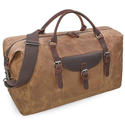 Reisetaschen Männer Leder Wasserdicht Segeltuch Weekender Tasche Damen Braun ONE SIZE von Only-bags.store