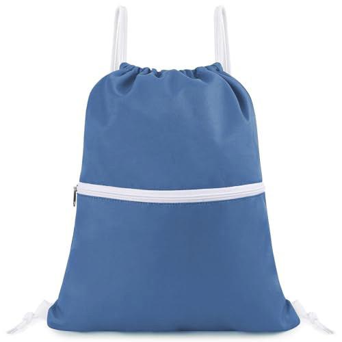 Only-bags.store - Rucksack mit Kordelzug Turnbeutel Außentasche Verstellbarer Innentasche für Sport und Reisen, One Size, Blau von Only-bags.store