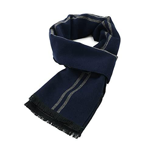 Schal Warm Und Weich Winterschal Gestrickt Kariert Winter Lange Schals Marine Einheitsgröße Damen Blau ONE SIZE von Only-bags.store