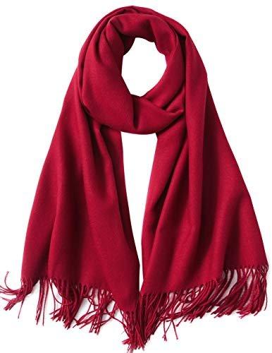 Schal Warm Winter Herbst Einfarbig Baumwolle Mit Quasten/ringe, 40+ Farben Einfarbig & Kariert Damen Rot ONE SIZE von Only-bags.store