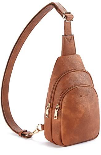 Sling Bag Brusttasche, Crossbody Umhängetasche Pu Leder Sport Schultertasche Klein Bauchtasche Damen Braun von Only-bags.store